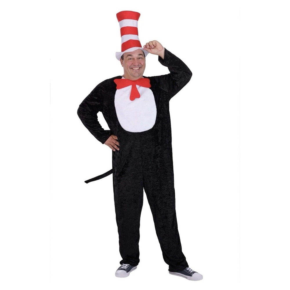 Dr Seuss The Cat in the Hat Adult Costume Small Medium Halloween No Gloves